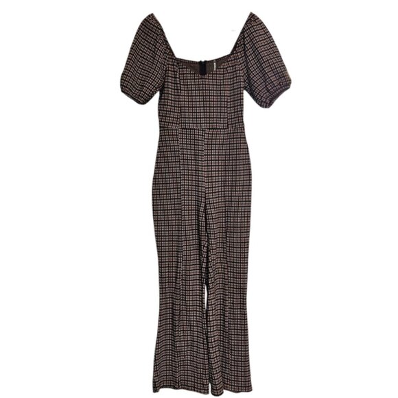 Free People Oxford Plaid Wide Leg Jumpsuit Size S - Picture 3 of 11